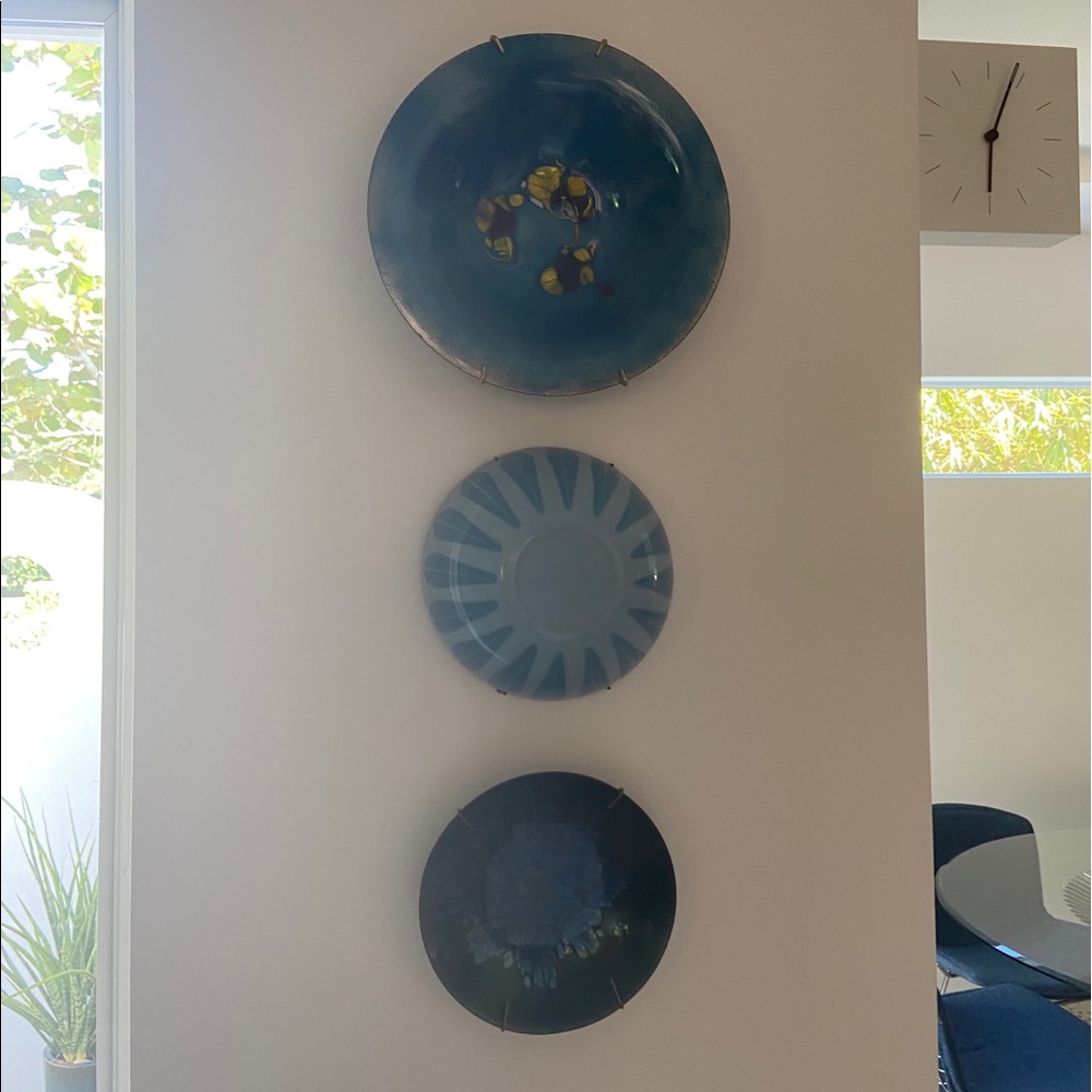 Mid Century Enamel Wall Plates- set of 3